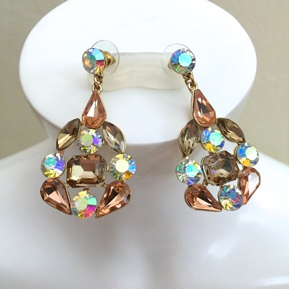 Rhinestone Necklace Pierced Dangle Earrings NEW from Greece - Picture 12 of 14